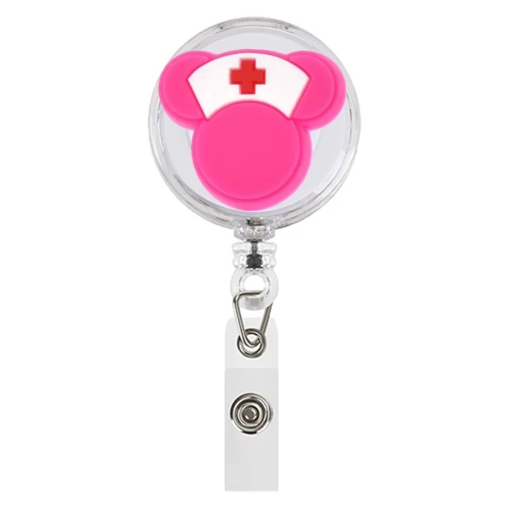 Hot Pink Minnie Nurse Badge Reel